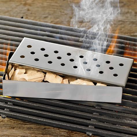 wood chip smoker box for electric grill|small wood chip smoker box.